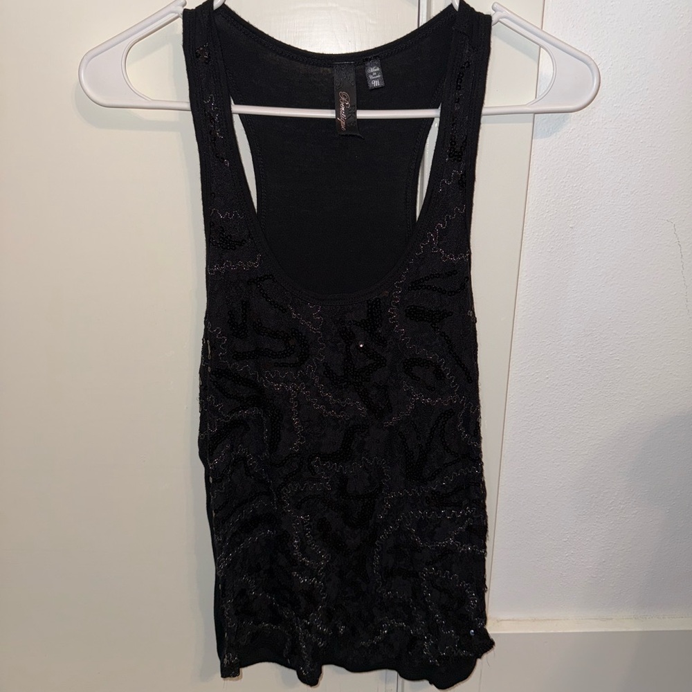 Elegant Black Sequin Tank Top